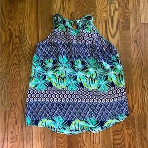 Old Navy Blue, Green, & White Hawaiian Print Tank Top